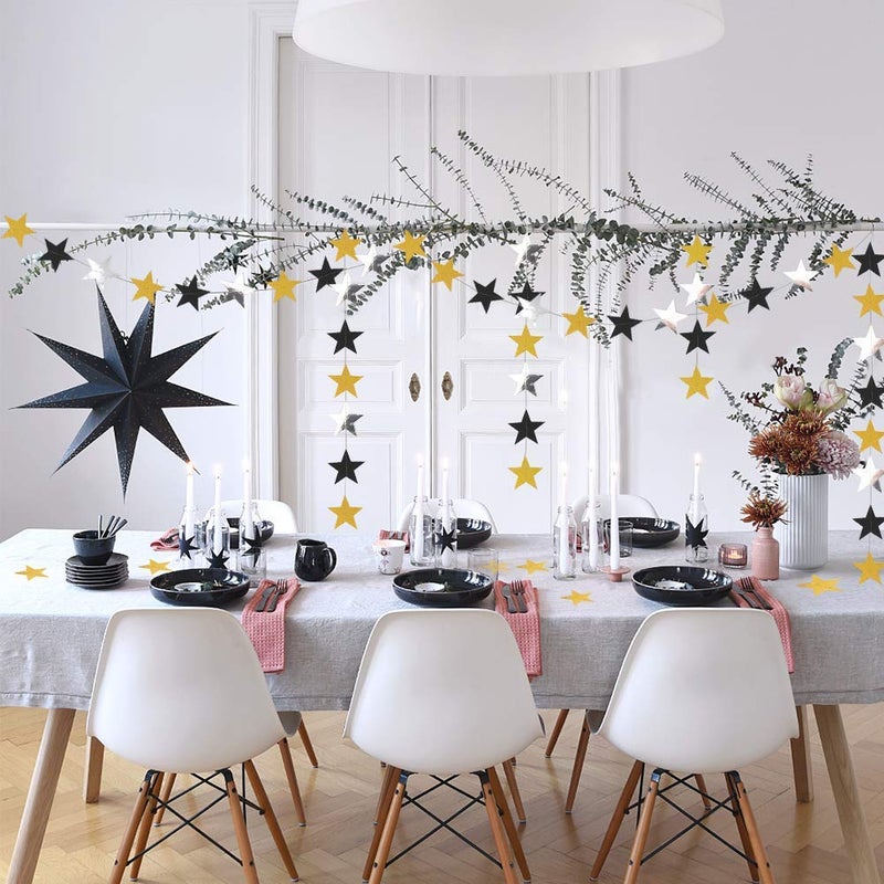 Decor365 Gold Black Star Garland Hanging Star Party DecorationsTwinkle Little Star Starry Night Galaxy Theme Graduation Birthday Bridal Shower Bachelorette NYE New Yearâ€™s Eve Party Backdrop DÃ©cor - Image 5